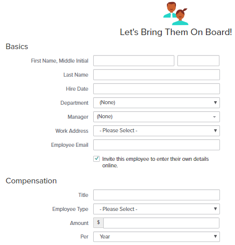 Gusto add new employee form