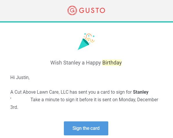 gusto happy birthday card