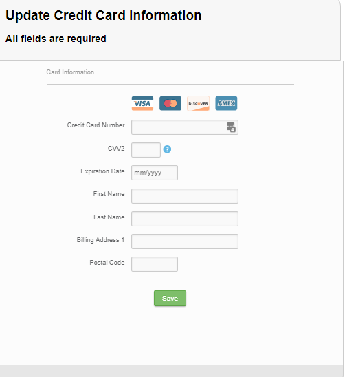 Update Credit Card form service autopilot