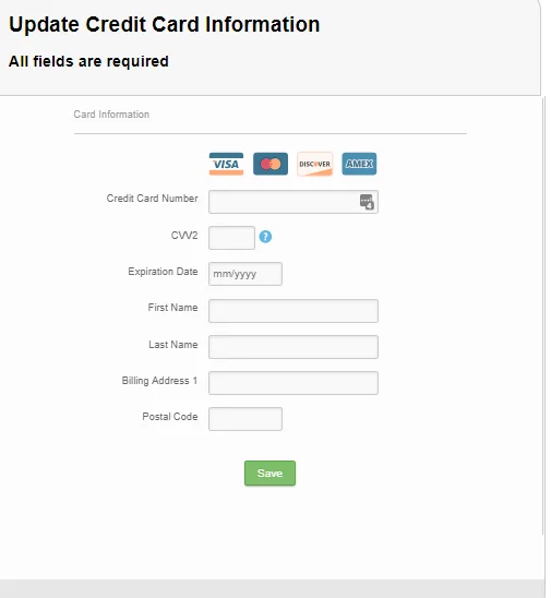 Update Credit Card form service autopilot