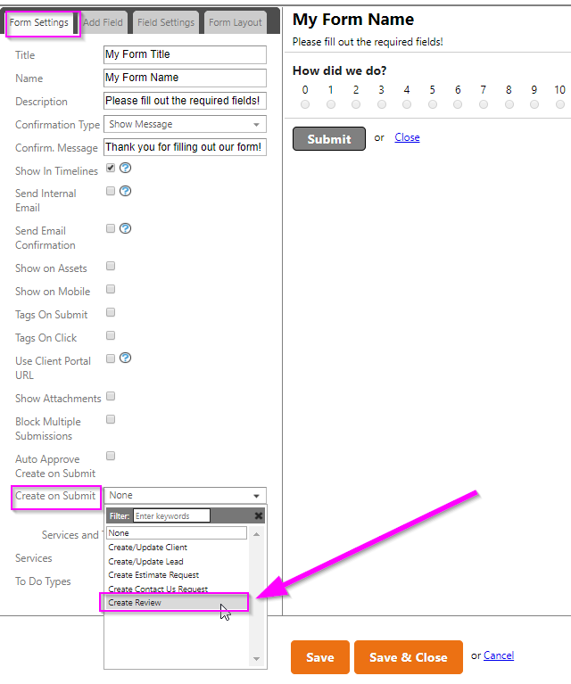 create review form service autopilot